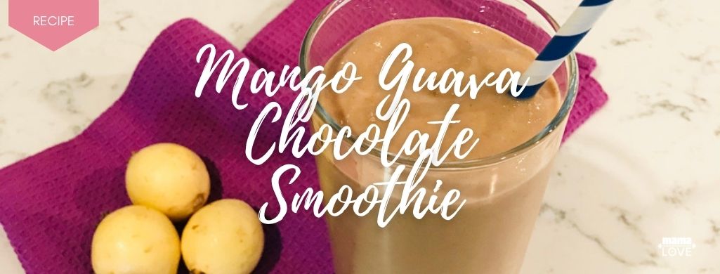 mango guava chocolate smoothie recipe to boost breast milk and support muscle recovery