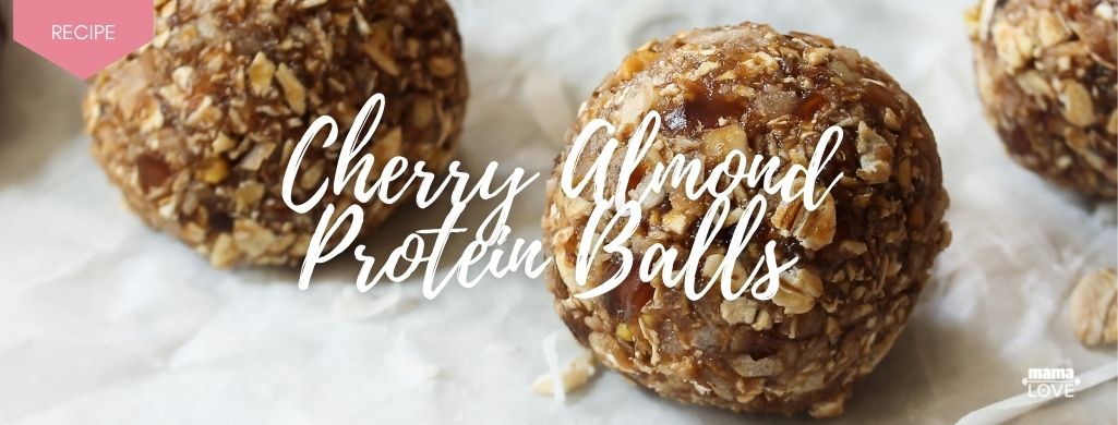 cherry almond protein balls to boost breast milk and support muscle recovery