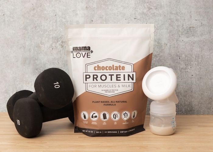 Mama Love Chocolate Protein helps moms maximize their workout gains and boost breast milk supply.