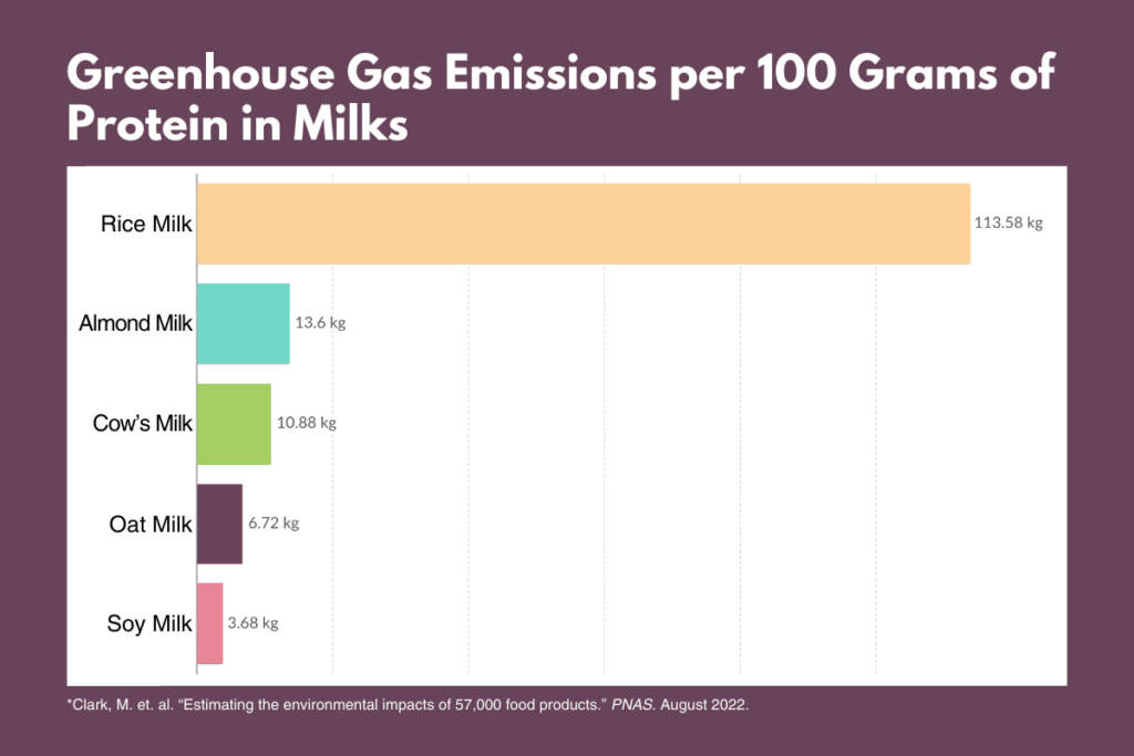 Greenhouse Gas Emissions per 100 Grams of Protein in Milks